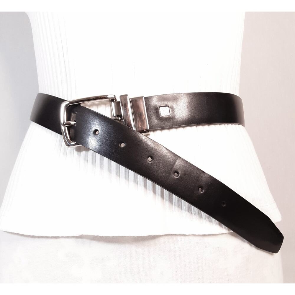 💎LC Liz Claiborne Reversibe Unisex 30-32 Waist Black And Stitched Brown